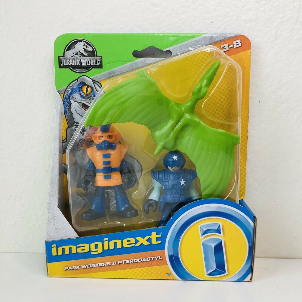 Fisher Price Imaginext Jurassic World Park Workers and Pterodactyl Toy Set ~NEW~